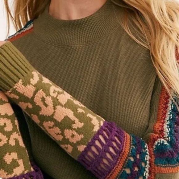 FREE PEOPLE l Switch It Up Cuff Thermal Knit Long Sleeve Top Size XS - Picture 10 of 11